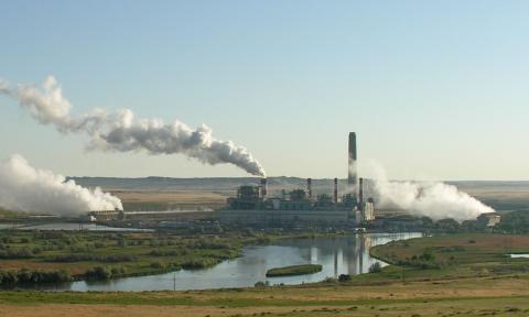 Coal-fired power plant by day