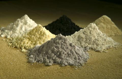 Piles of rare earth oxides praseodymium, cerium, lanthanum, neodymium, samarium and gadolinium. Peggy Greb/USDA-ARS